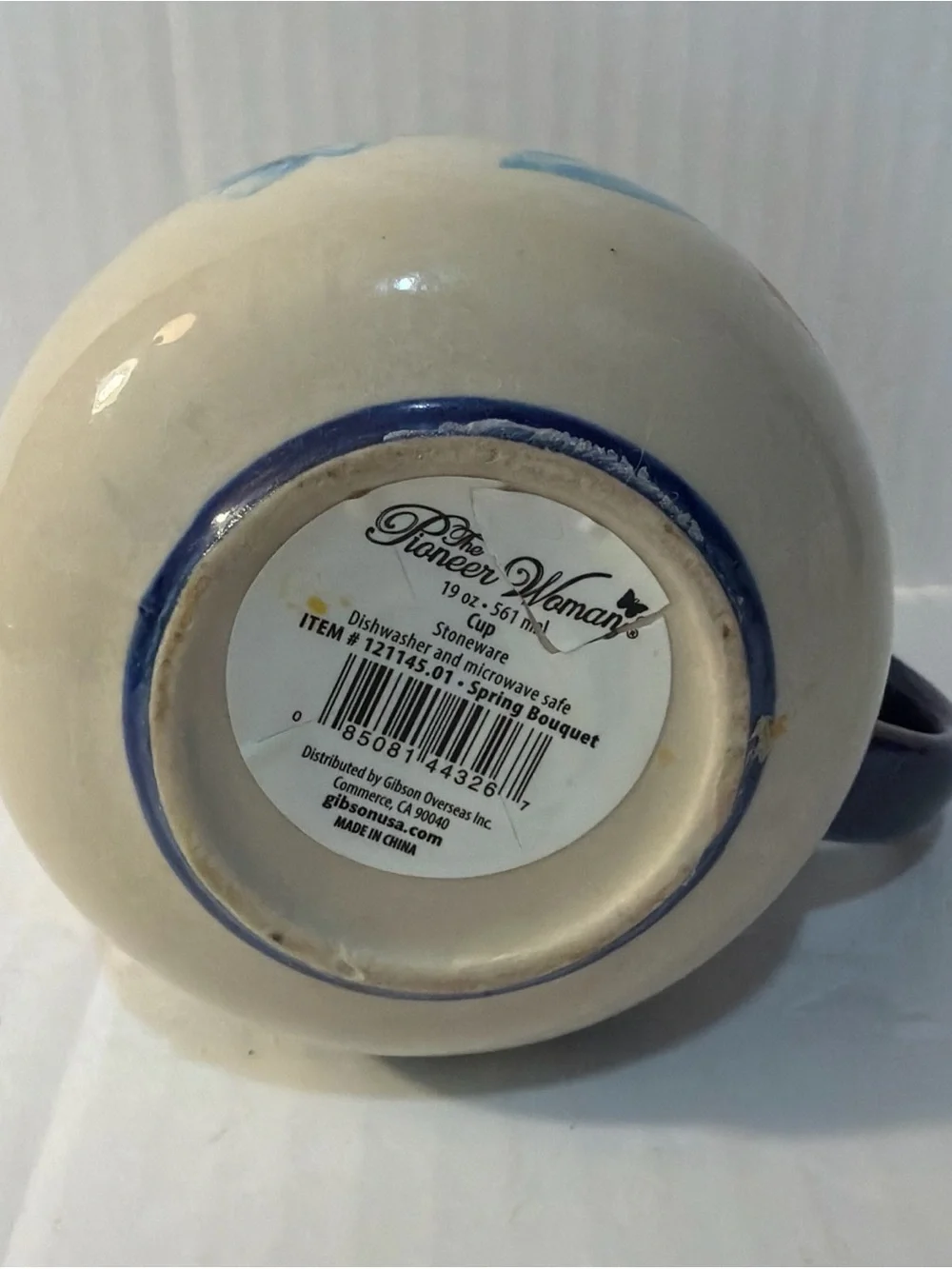 The Pioneer Woman Stoneware Red & Cobalt Spring Bouquet Potbelly Coffee Mug Cup